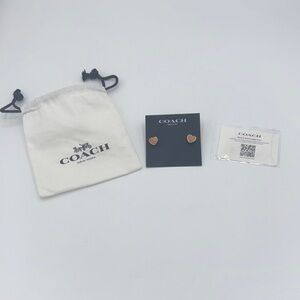 NEW Coach Gold Heart Stud Earrings Quartz